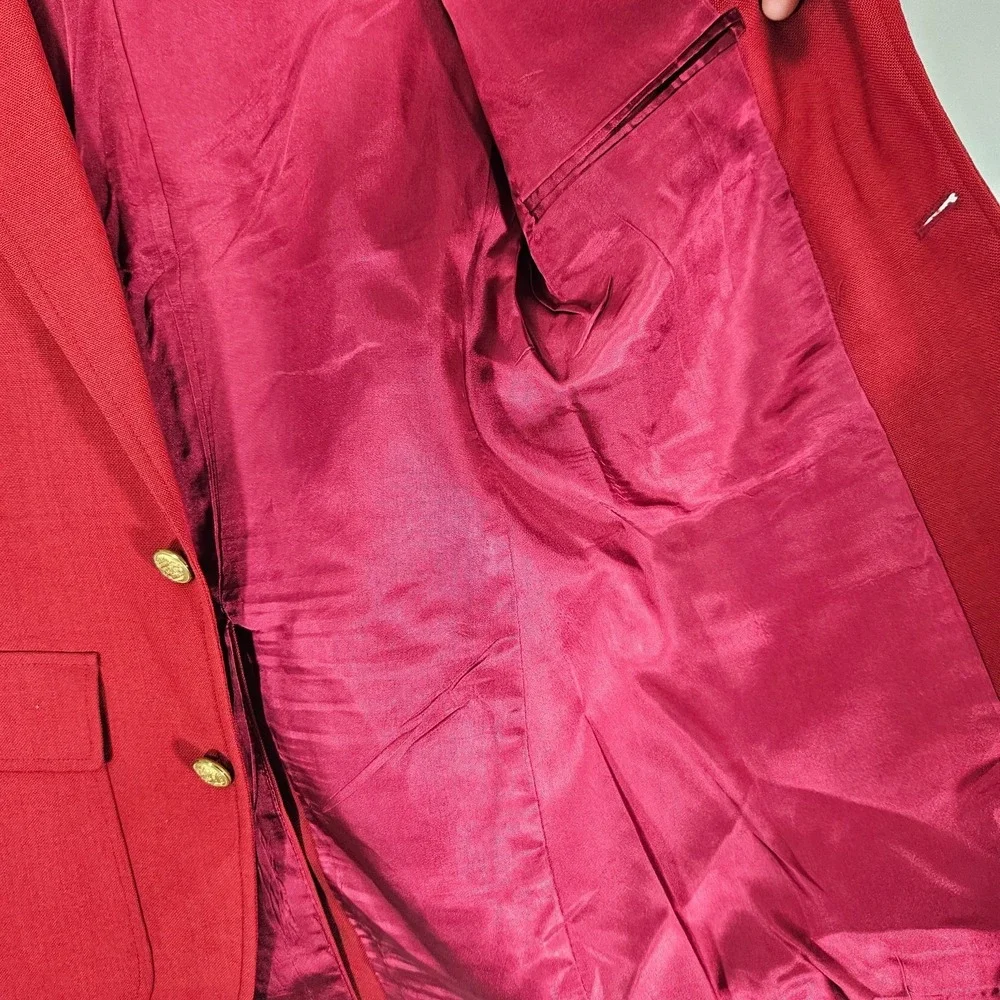 VTG Hardwick Men's Sport Coat Blazer Two Button Red Polyester Solid Size 34R